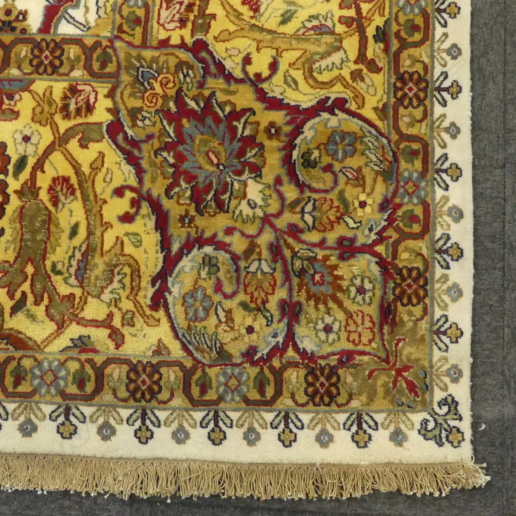 Very large Persian Kashan hand knotted carpet w curvilinear tendril design. Pale ground Image 1++