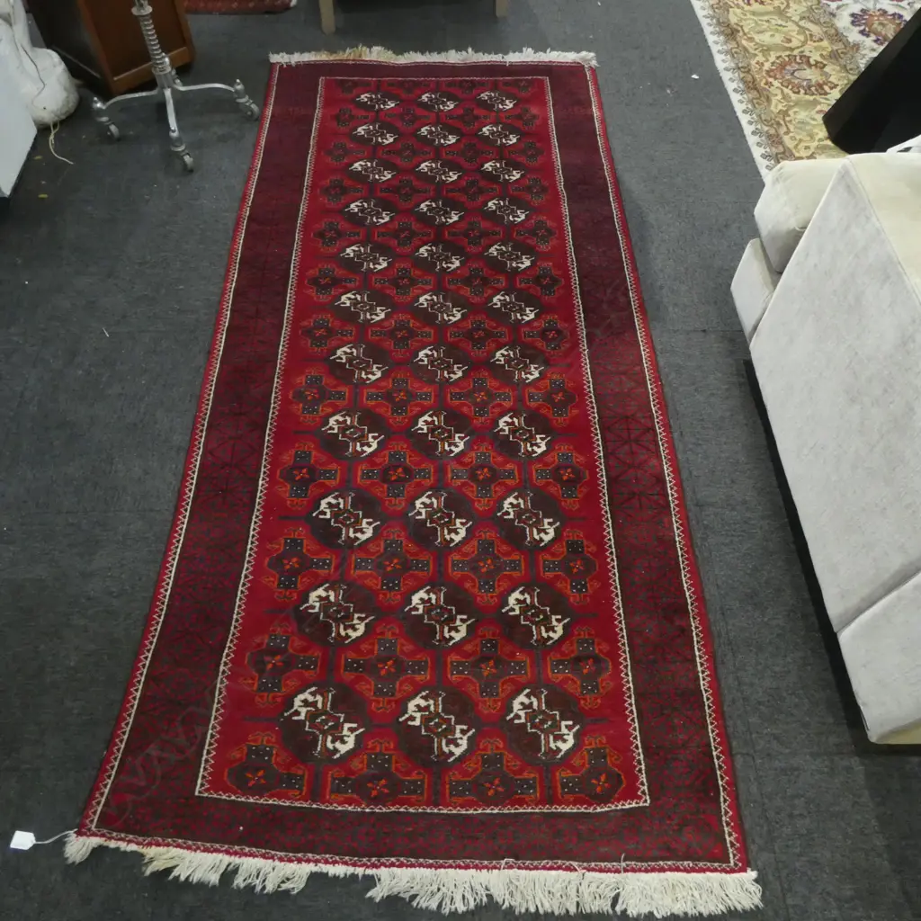 IRANIAN TURKOMAN HAND KNOTTED ALL WOOL RUG 2400x1100mm Image 1++