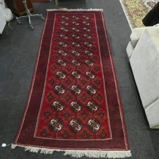 IRANIAN TURKOMAN HAND KNOTTED ALL WOOL RUG 2400x1100mm