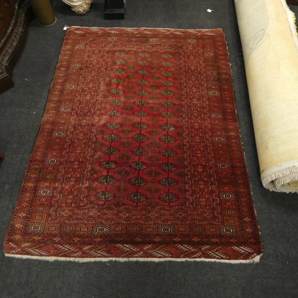 HAND KNOTTED ALL WOOL TURKMEN RUG 1900x1400mm Image 1++