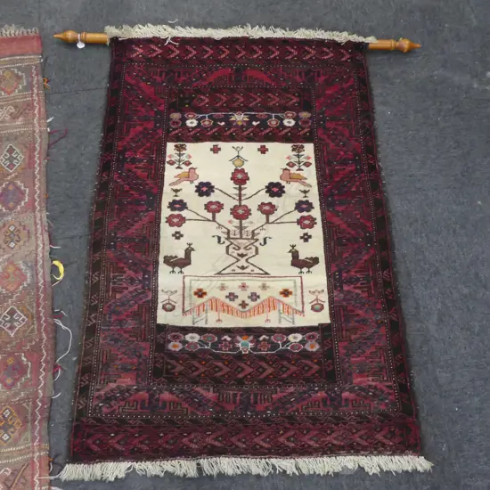 IRANIAN HAND KNOTTED ALL WOOL BALUCHI RUG 1300x860mm