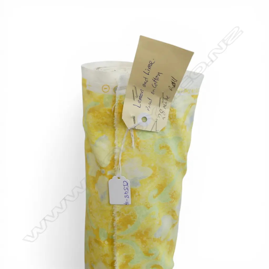 FABRIC BOLT; LEMON & LIME, PRINT ON COTTON, 28M BOLT Image 1++