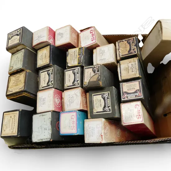 BOX OF PIANO ROLLS  (25) AND FOUR MUSIC BOOKS FOR PIANO AND ORGAN