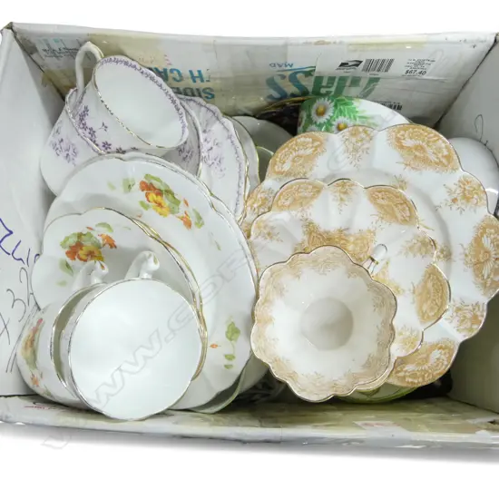 BOX OF MIXED CHINA CSPS PART TEASETS ETC