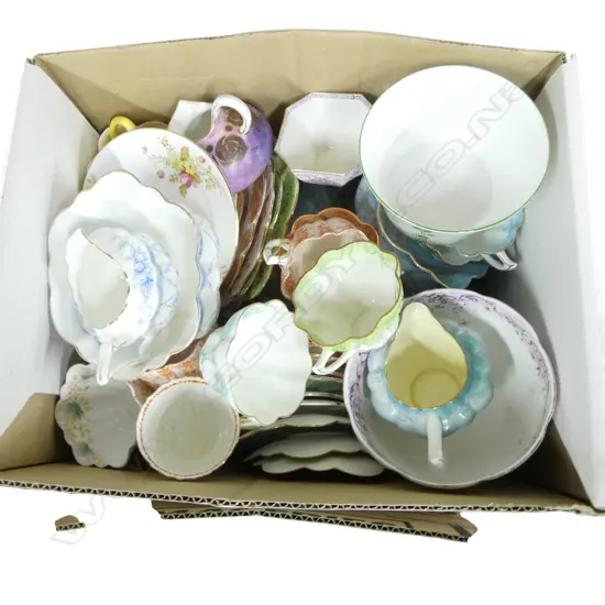 BOX OF MIXED CHINA PART TEASETS ETC