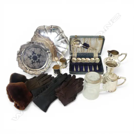 ASST. SILVER PLATE & ASST. LEATHER GLOVES 