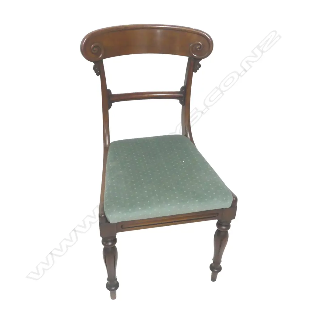William IV mahogany scrolling bar back dining chair with drop-in seat Image 1++