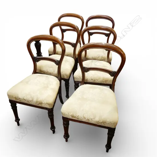 6 VICTORIAN MAHOGANY BALLOON BACK DINING CHAIRS