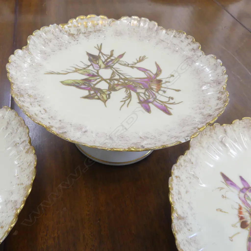  PART ANTIQUE DOULTON BURSLEM TEA SET INCLDS; PLATES, SIDE PLATES, COMPORTS, SUGAR BOWL & MILK JUG (faulted) Image 1++