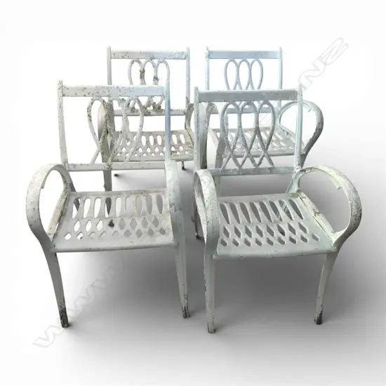 Set 4 1960s Aluminium Outdoor Chairs. White painted