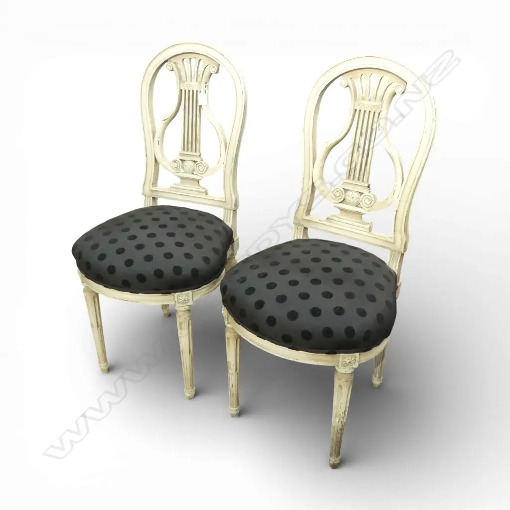 2 FRENCH LYRE BACK UPHOLSTERED CHAIRS H.970mm Image 1++