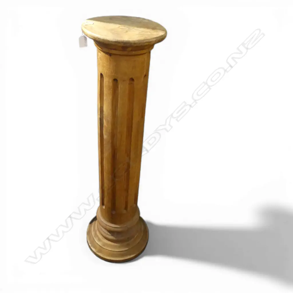 WOODEN TURNED & FLUTED PEDESTAL COLUMN H.1020mm Image 1++