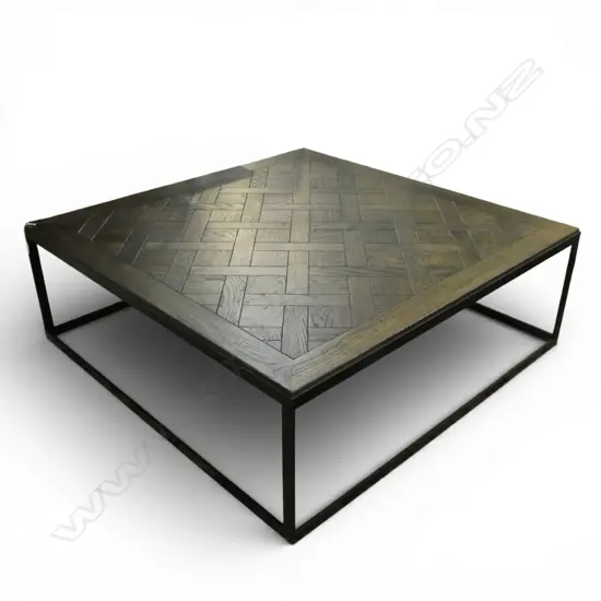 MODERN PARQUET TOP COFFEE TABLE 1200x1200x410mm