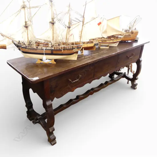 OAK HALL TABLE, STRETCHER BASE 1805x490x755mm