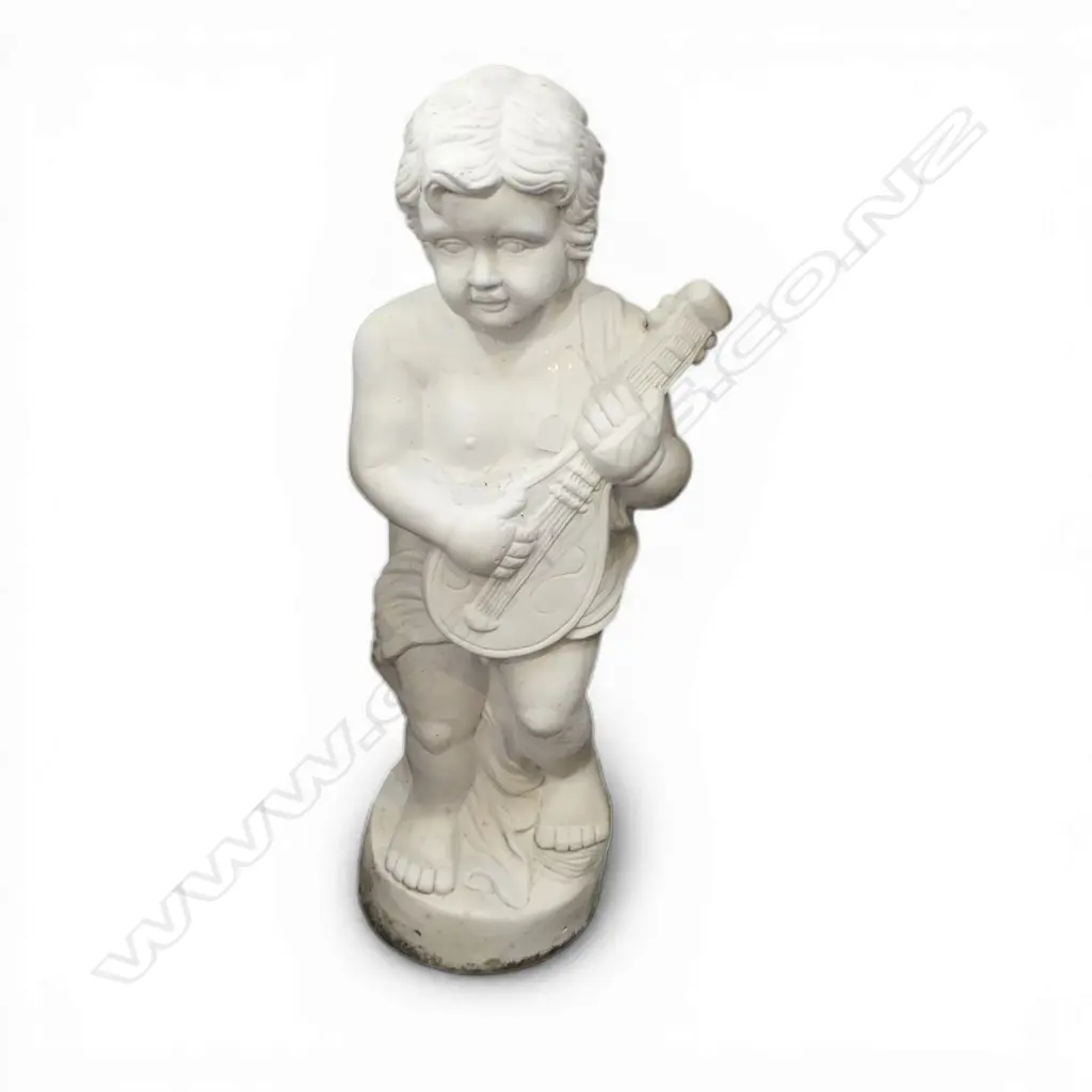 TALL PLASTIC CHERUB MUSICIAN GARDEN TYPE ORNAMENT H.1030mm Image 1++