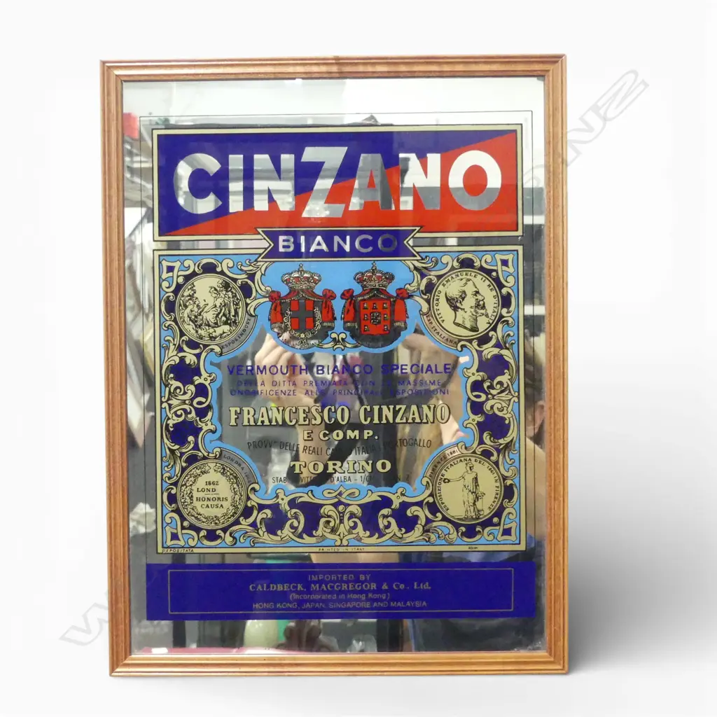 CINZANO BIANCO, ITALIAN VERMOUTH ADVERTISING MIRROR, 400 X300MM Image 1++