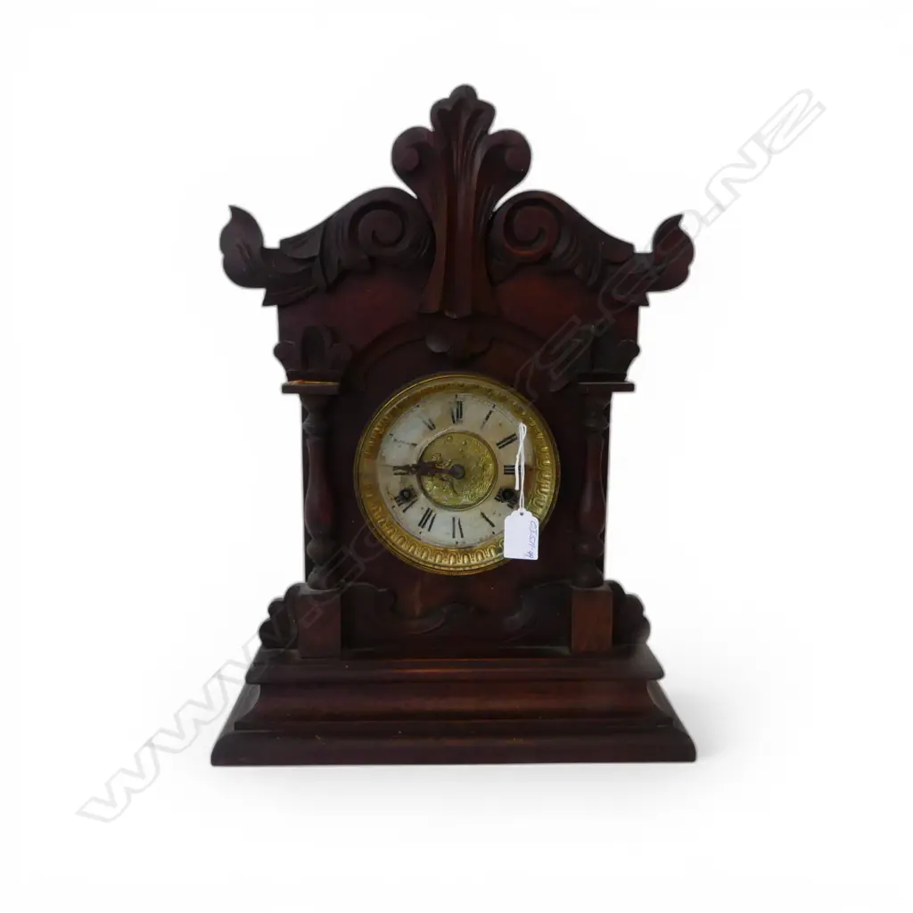 LATE 19thC AMERICAN WALNUT MANTLE CLOCK H.455MM Image 1++