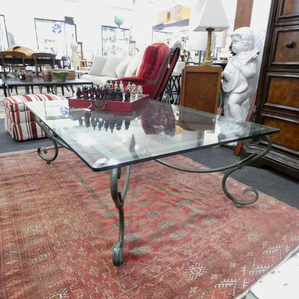 COFFEE TABLE, GLASS TOP, METAL BASE 1250x830mm Image 1++