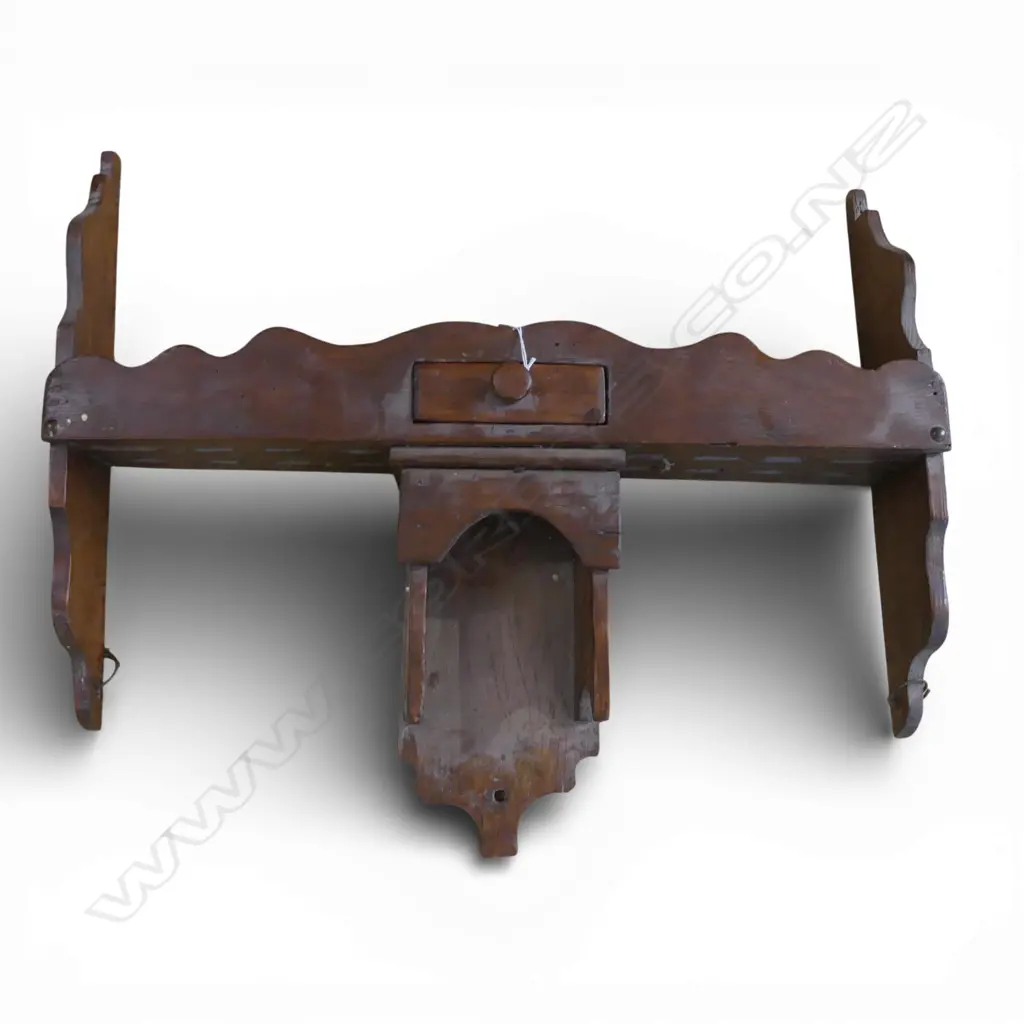 19thC FRUITWOOD COUNTRY KITCHEN RACK FOR KNIVES ETC. W.550mm. Ex. estate Adrian Michael Garrett. Kerikeri.  Image 1++