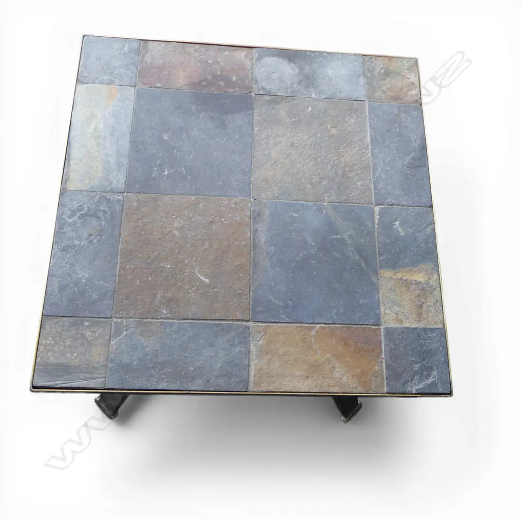 METAL SIDE TABLE w. SLATE TOP 610x610x590mm Image 1++