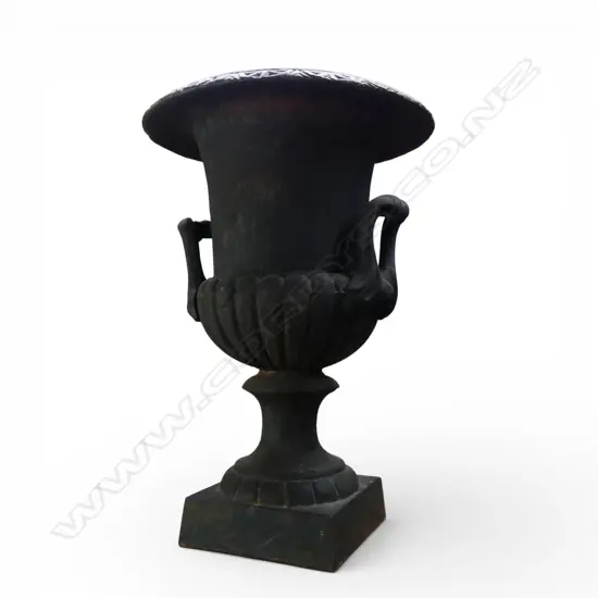 BLACK PAINTED CAST IRON URN H.445mm