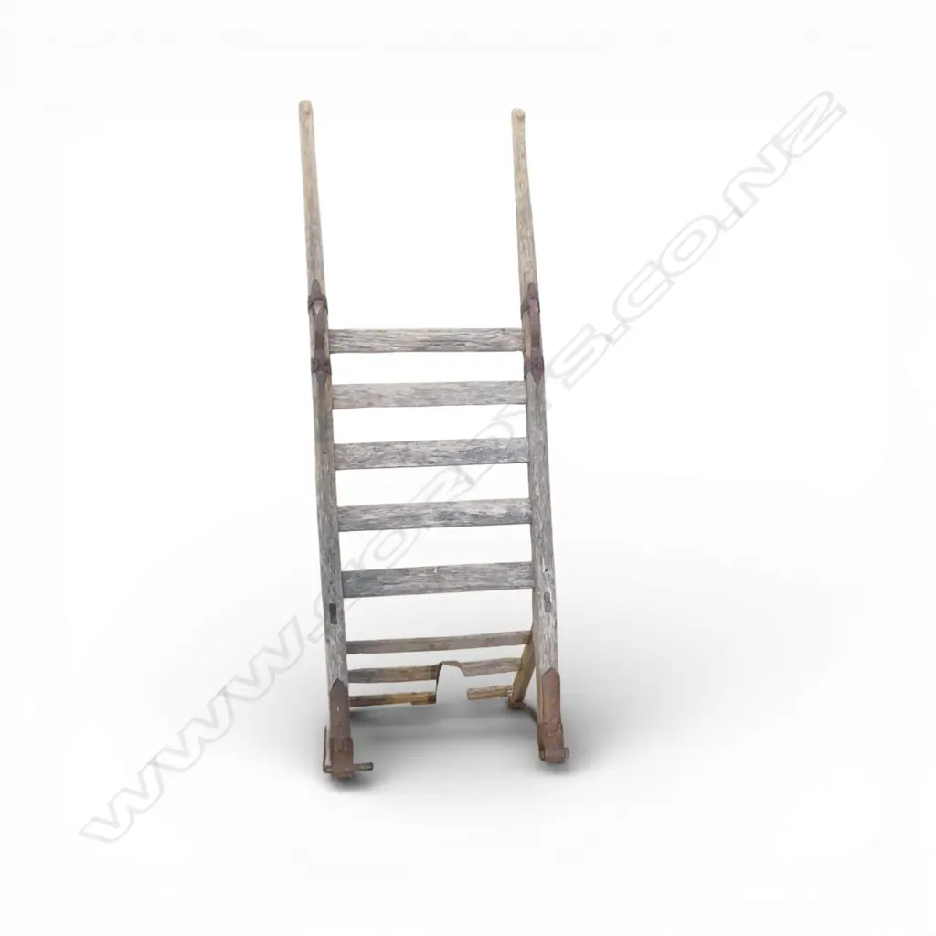 19thC barrow trolley, wooden construction with iron rimmed front wheel Image 1++