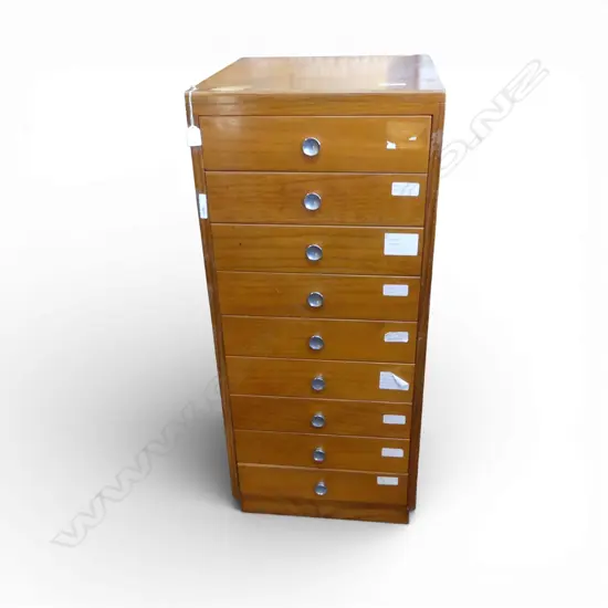 9 DRAWER WOODEN TALL BOY / COLLECTORS CABINET  460x490x1080mm