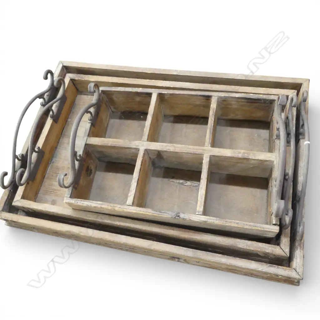 3 WOODEN TRAYS W.560mm Image 1++