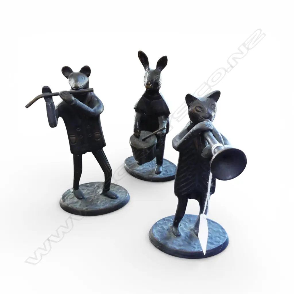 3 BRONZE ANIMAL MUSICIANS H.185mm Image 1++