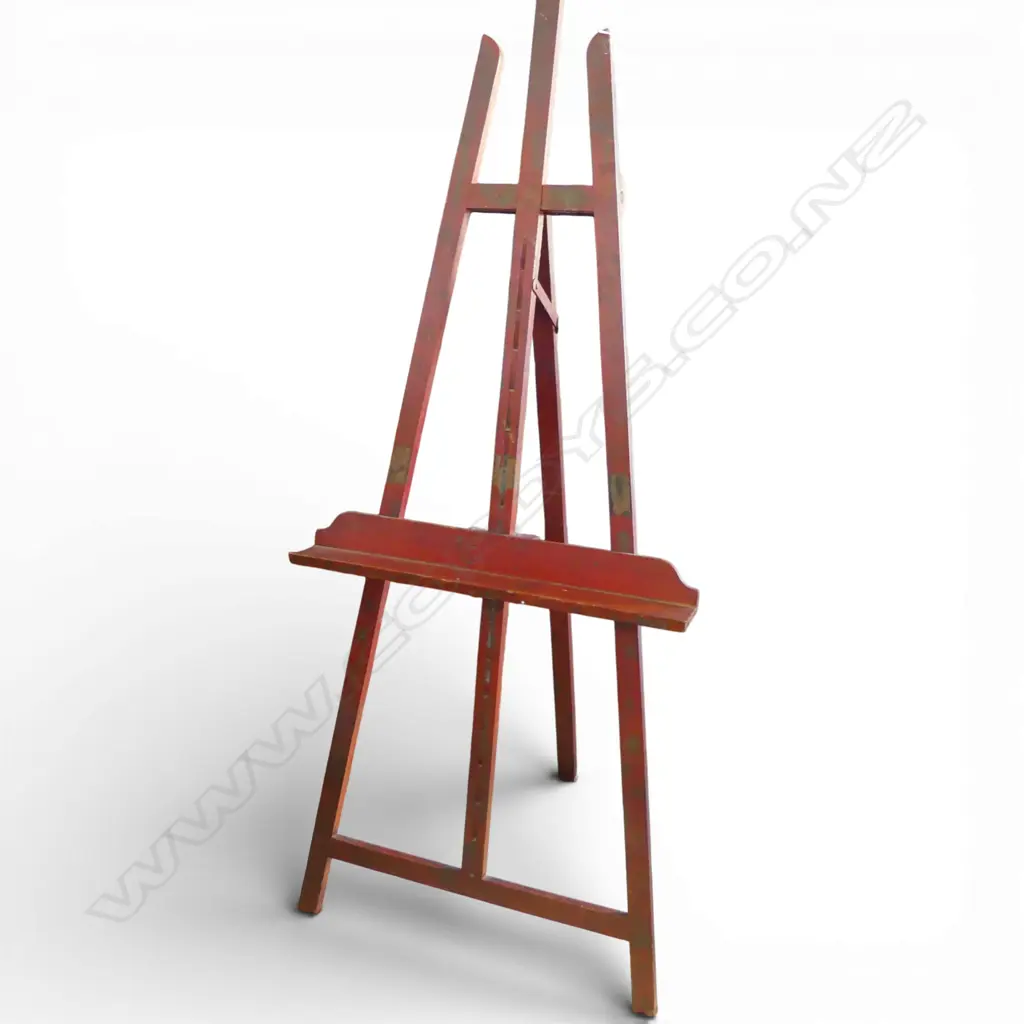 RED PAINTED VINTAGE EASEL H.1780mm Image 1++