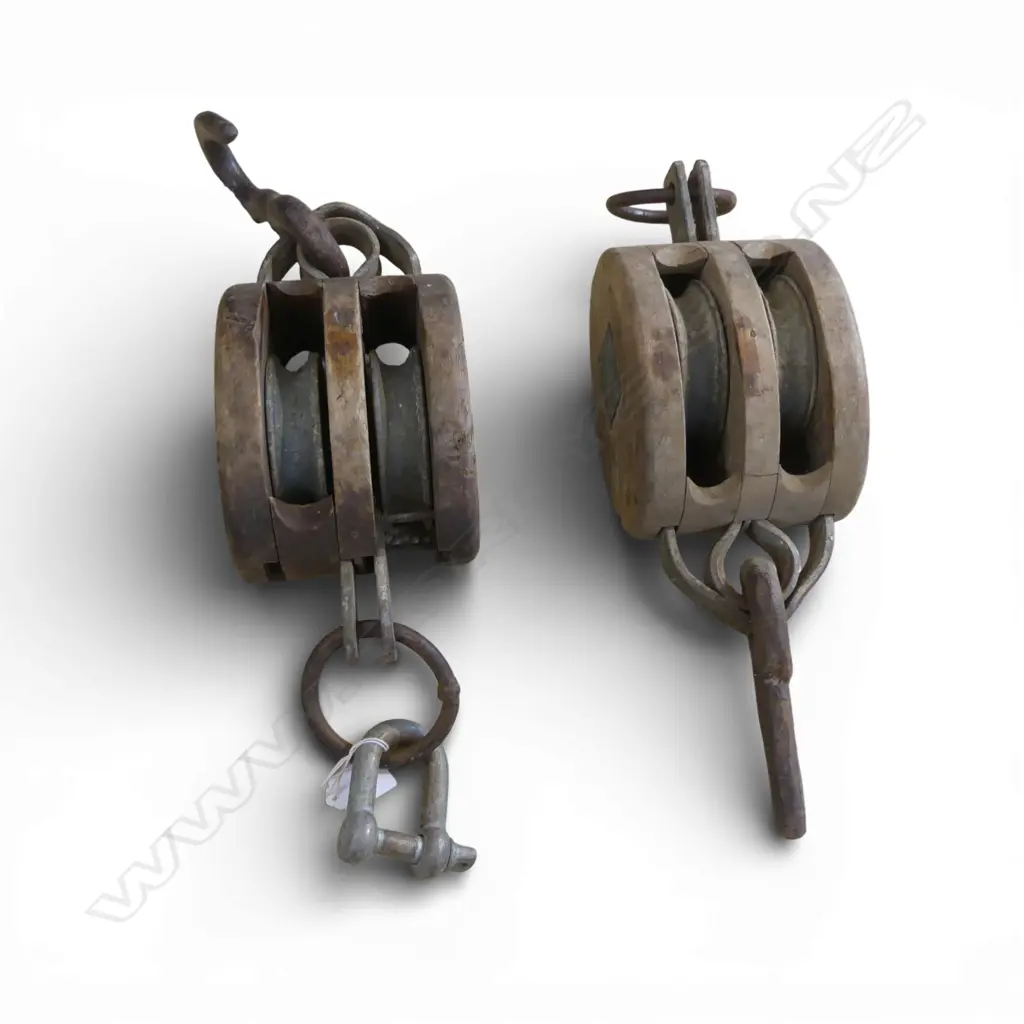 2 SAILING SHIP BLOCK & TACKLES L380MM EACH Image 1++