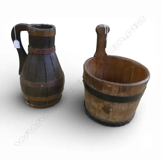METAL BOUND COOPERED BUCKET H350 & COPPER BOUND COOPERED JUG H360MM