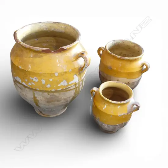 3 FRENCH CONFIT JARS, LARGEST AF H.290mm