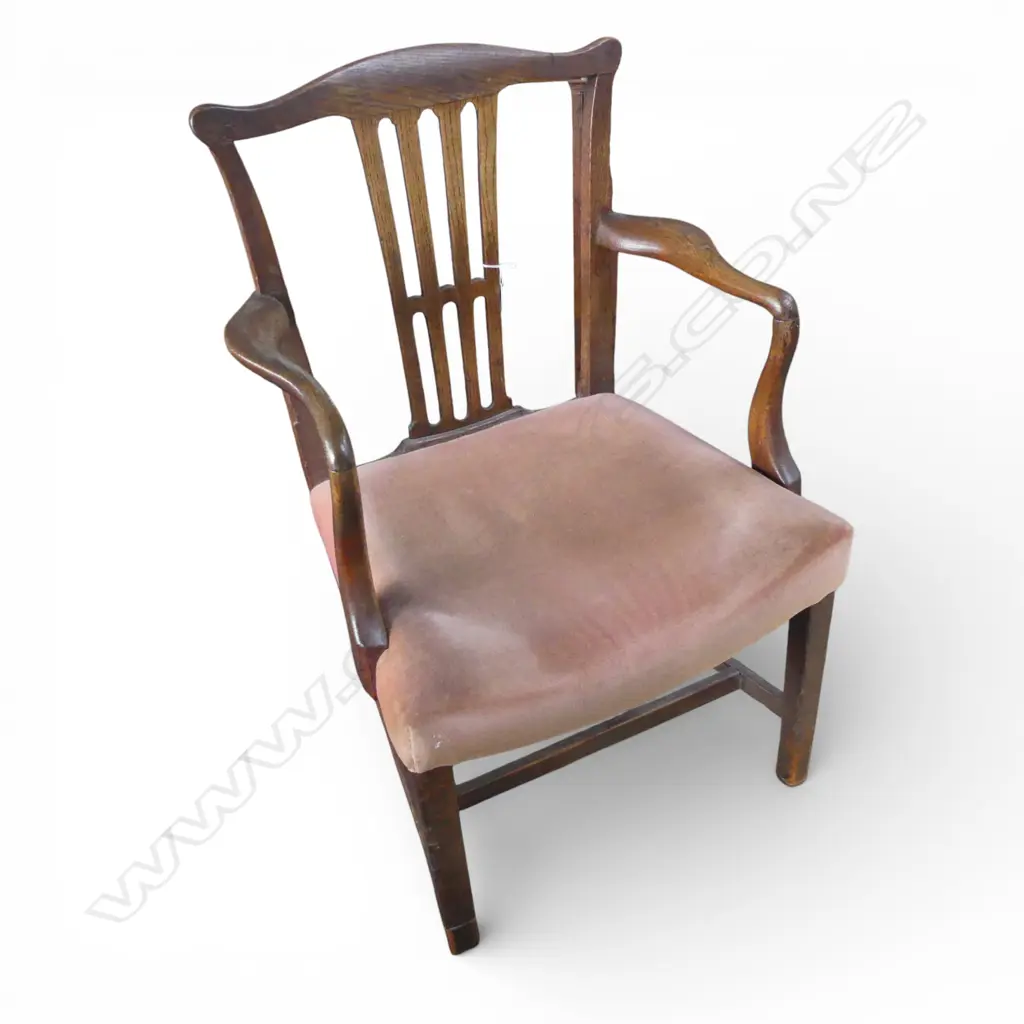 GEORGE III OAK HEPPLEWHITE STYLE CARVER ARMCHAIR Image 1++