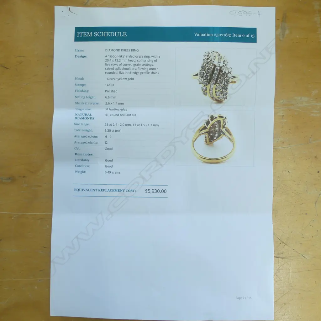 14CT GOLD AND DIAMOND RING 6.49gms (Valuation $5,930) SIZE M Image 1++