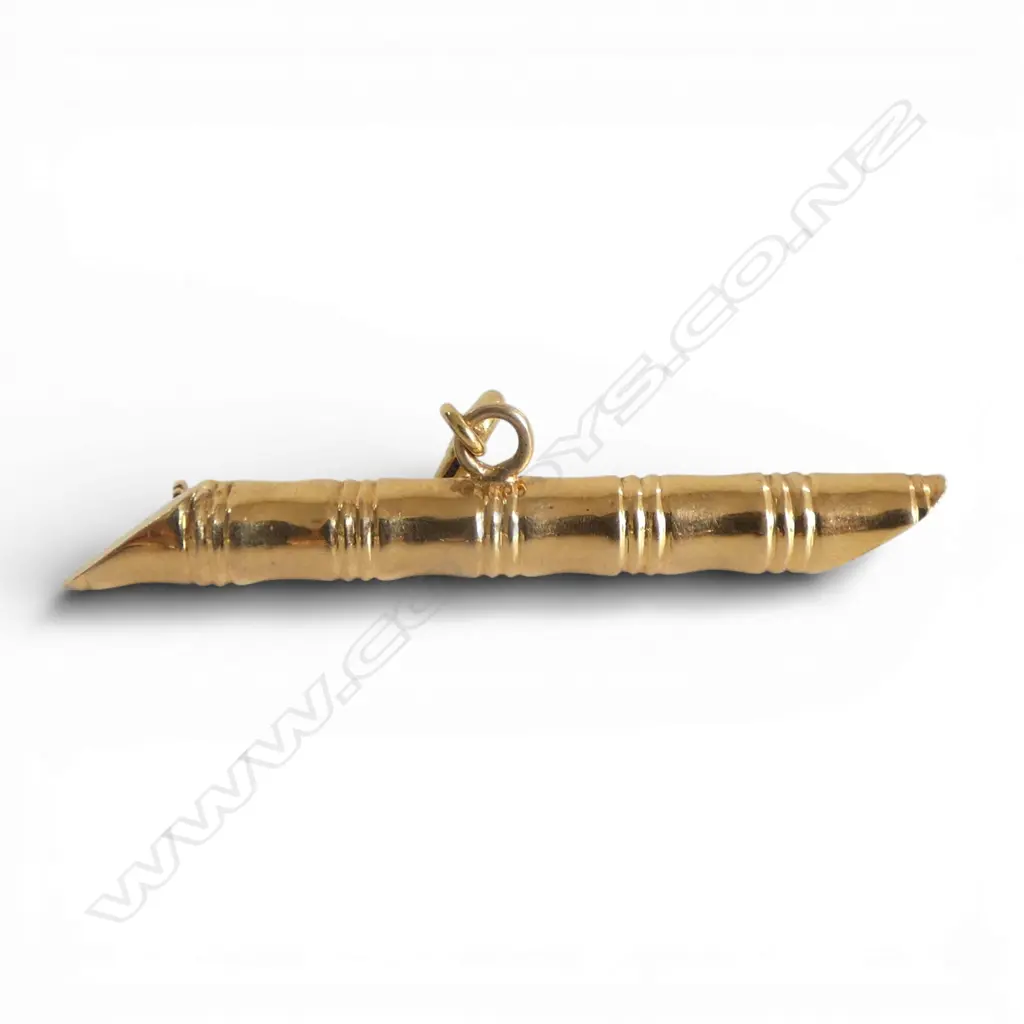 18ct BAMBOO FORM BROOCH/PENDANT, 3.14gm Image 1++