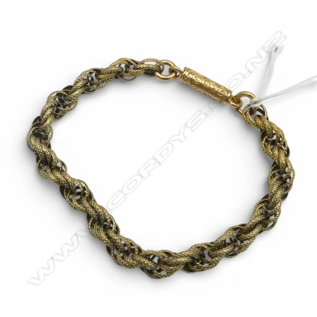 18CT GOLD CHAIN BRACELET WITH 15CT ROSE GOLD CLASP 12.70gms VALUATION Image 1++