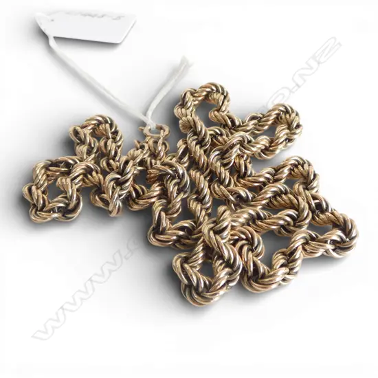 9ct  HOLLOW LINK ROPE CHAIN, 25.73gm 65CM LONG