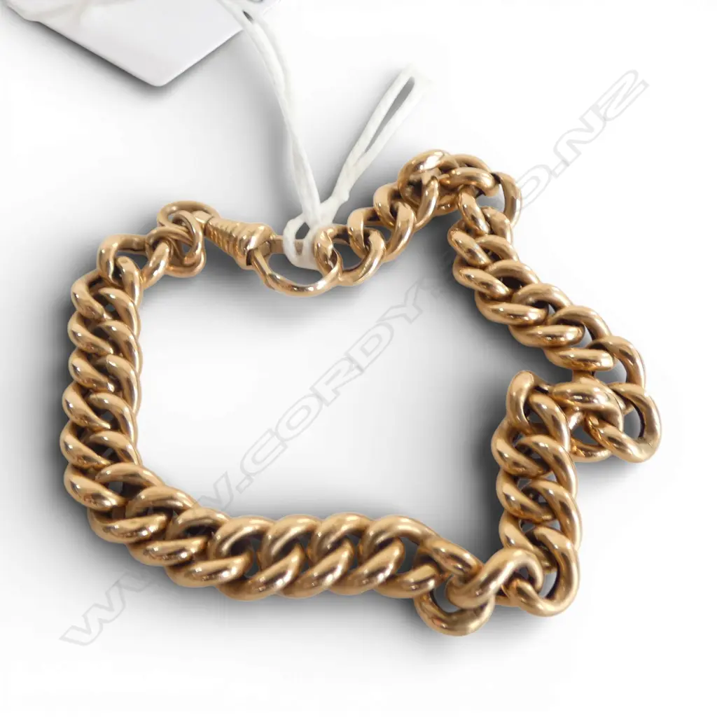 9ct ALBERT CHAIN BRACELET w dog clip clasp, 7.81gm, L.185mm Image 1++