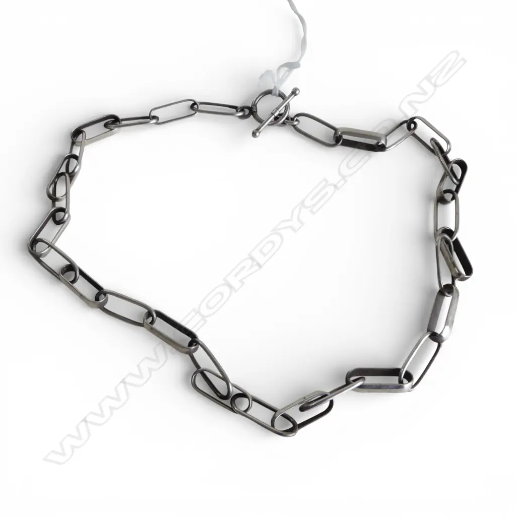 CONTEMPORARY SILVER NECKLACE rail link type L.500mm. 30gms Image 1++