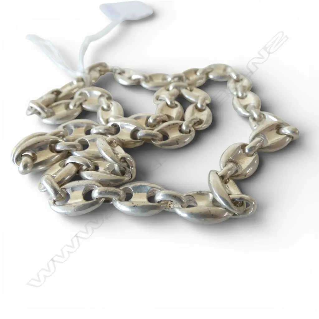 SILVER CAPSTAN LINK NECKLACE L.400mm. 36gms Image 1++