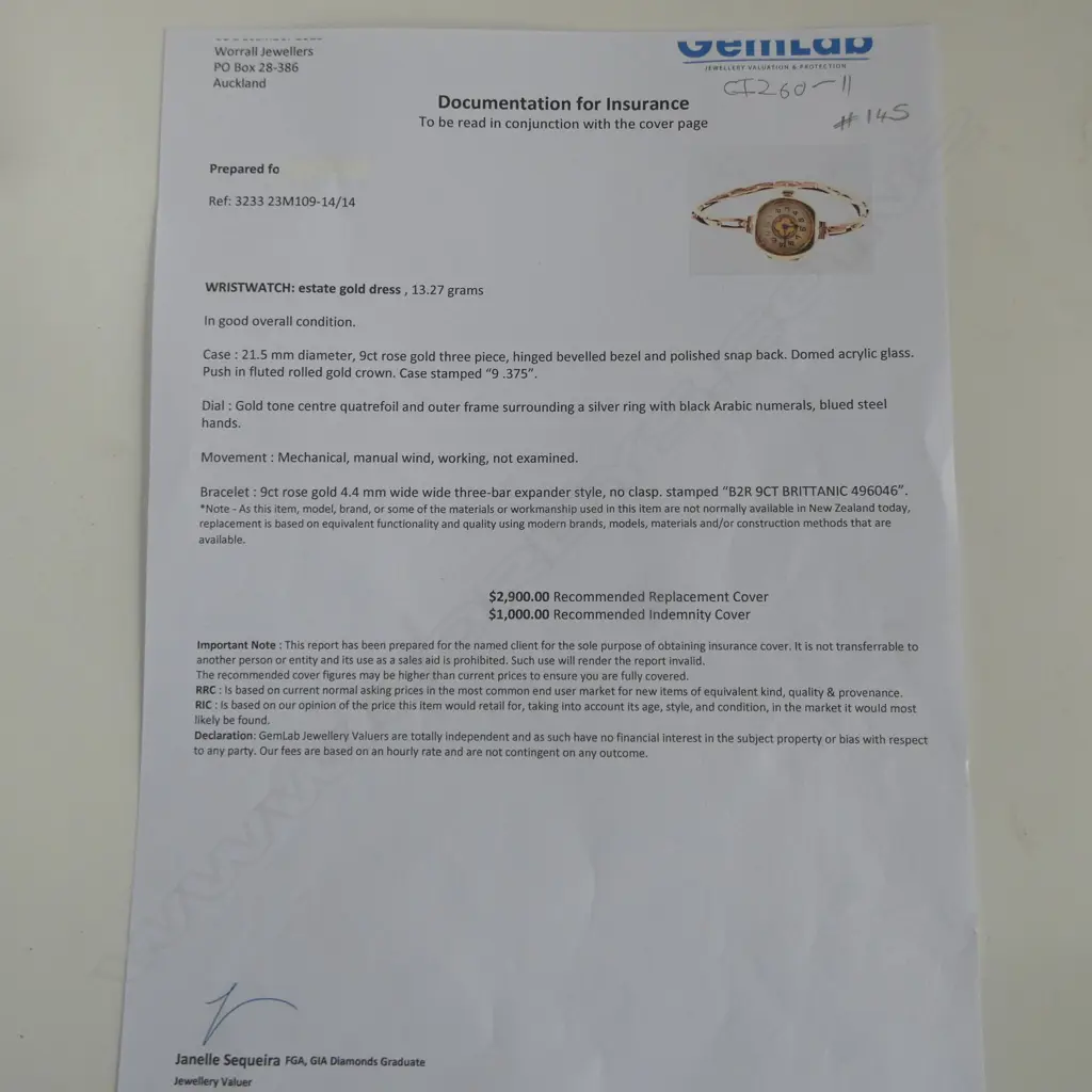 9CT ROSE GOLD LADIES WRIST WATCH 13.27gms.  Valuation Image 1++