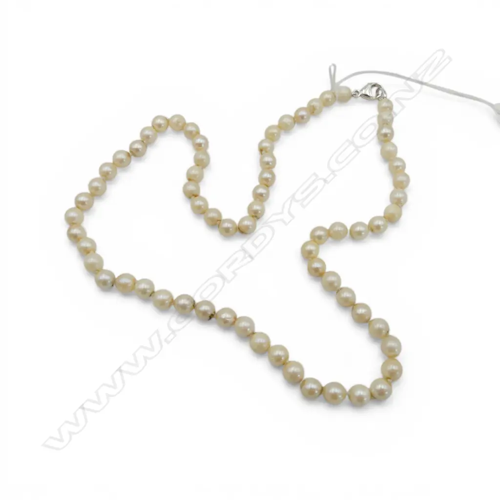 CULTURED PEARL NECKLACE SILVER CLASP Image 1++