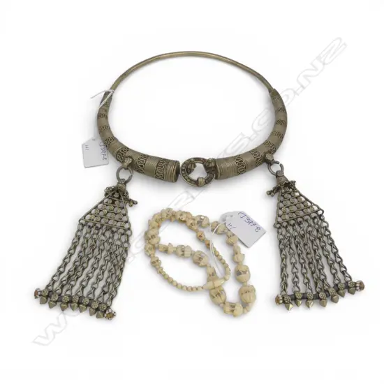 IVORY BEAD & CARVED ELEPHANT NECKLACE + BANJARA NECKLACE 