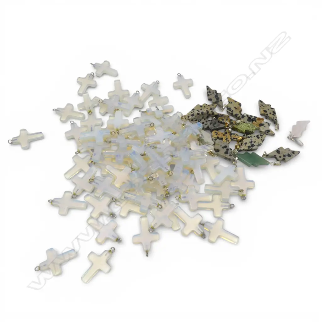 QTY OPALESQUE CROSS  & LIGHTENING BOLT PENDANTS, new old stock Image 1++