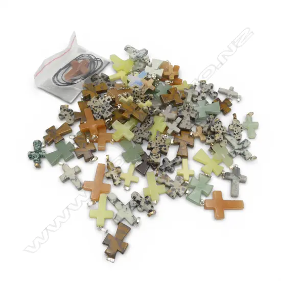 QTY GEMSTONE CROSS PENDANTS, new old stock