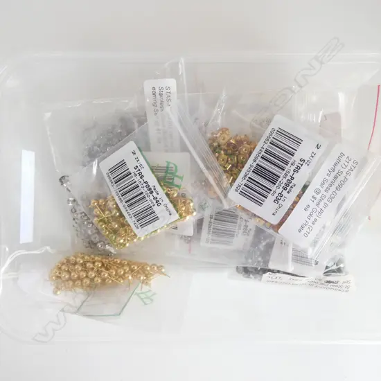 QTY GOLD PLATED & STAINLESS STEEL BALL STUD EARRINGS & BUTTERFLY FASTENINGS ETC