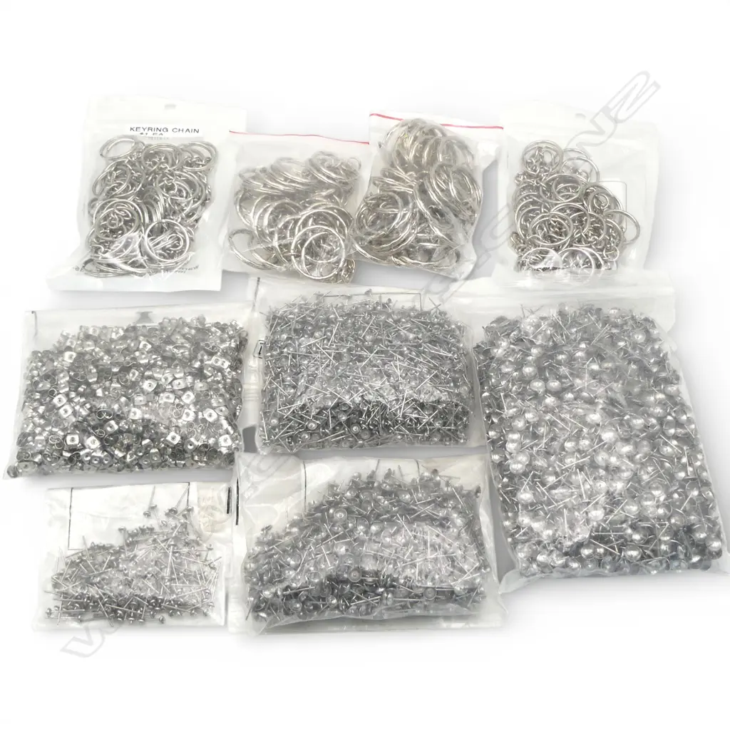 QTY STAINLESS EARRING FINDINGS + KEYRINGS Image 1++