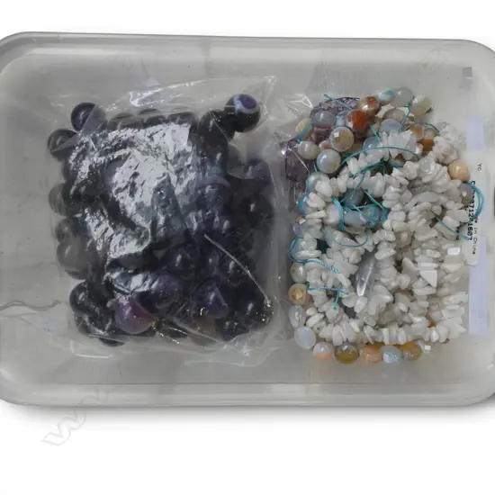 STRUNG QUARTZ & AGATE BEADS, new old stock