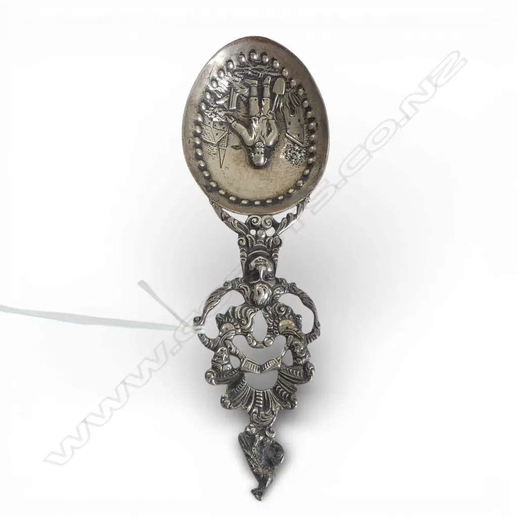DUTCH SILVER FIGURAL TEA CADDY SPOON, 33gms Image 1++